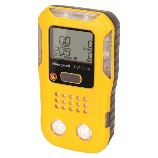 Tilted Side View Of The BW Clip4 Gas Detector (In Yellow)