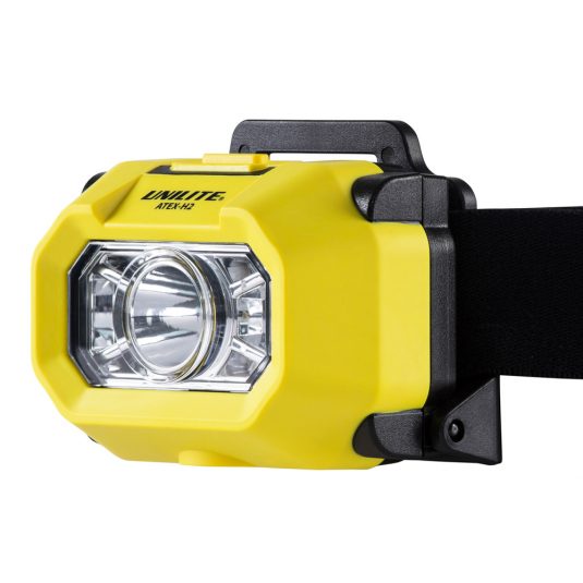 Unilite H2 Atex Head Torch (Zoomed View Of Light, Facing To The Side)