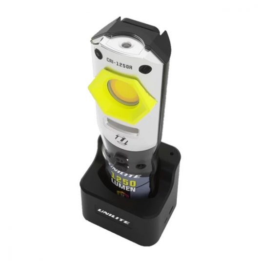 CRI-1250R Compact Detailing Light - Tilted Down View On Charging Stand