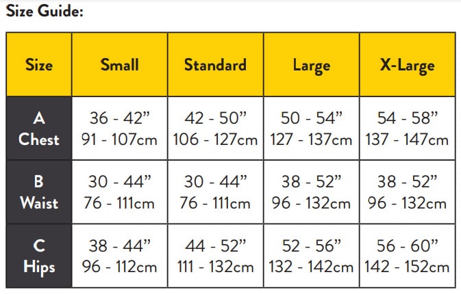 Ridgegear RGH6 sizes