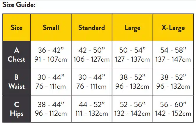 Ridgegear RGH6 sizes