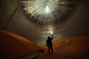 Inside a grain silo