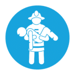 Rescue operations blue and white icon